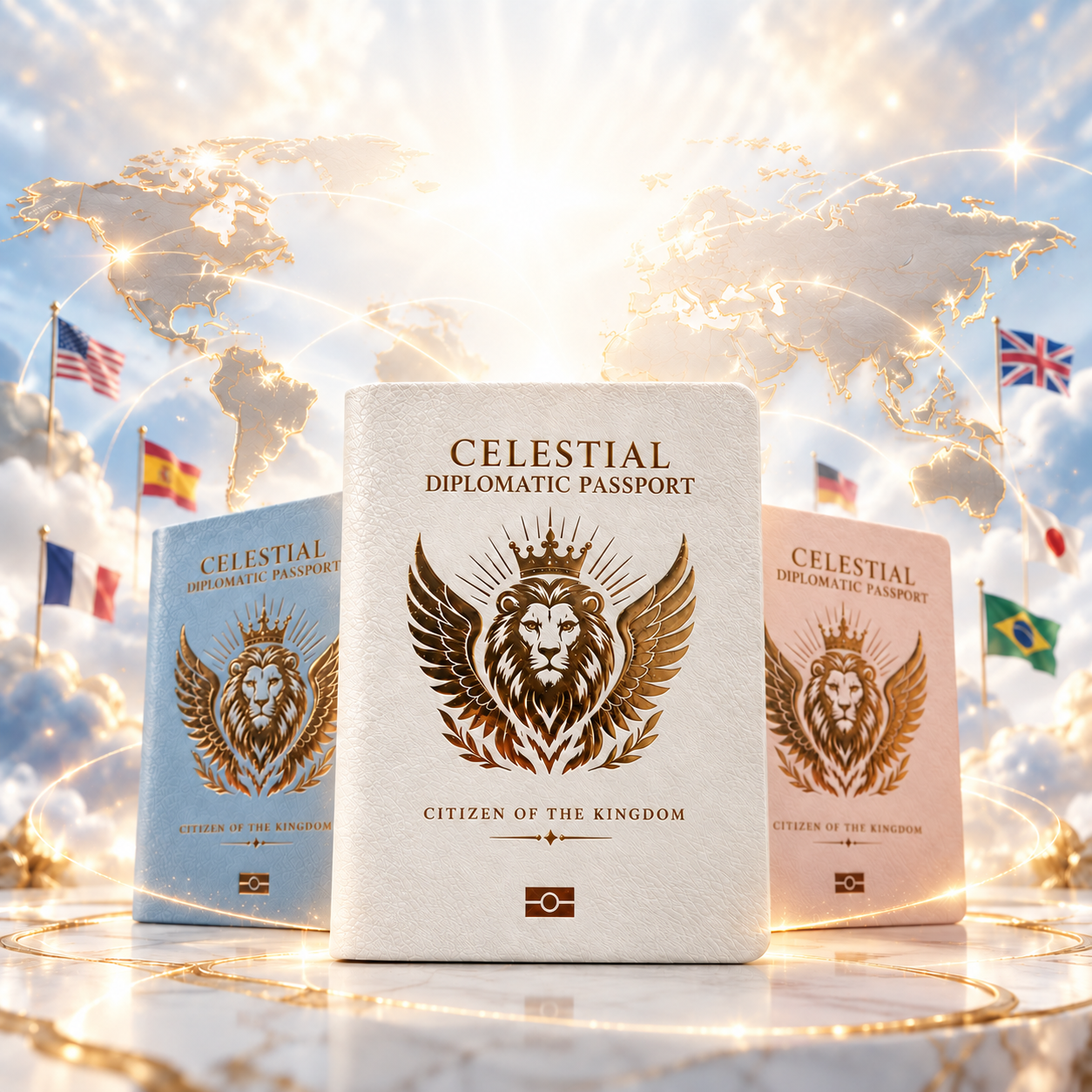 Pasaporte Diplomático Celestial personalizado en diferentes idiomas