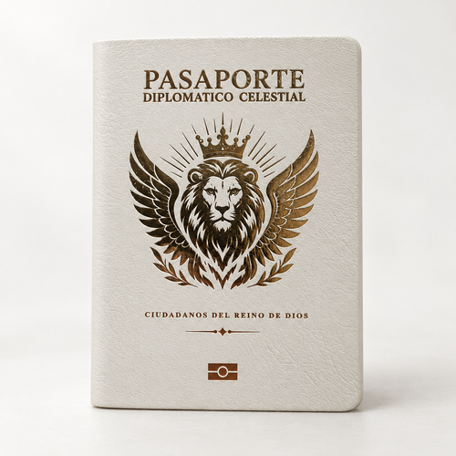 Kit 100 - Pasaporte Diplomático Celestial + sello personalizado | Edición blanca en español